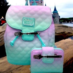 Disney Loungefly Little Mermaid Scales Ombre Mini Backpack & Matching Wallet